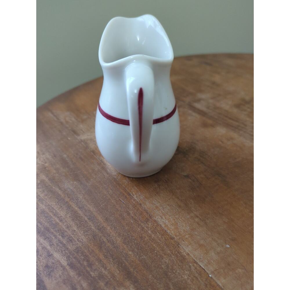 Vintage Lamberton Sterling Restaurant Ware Mini Pitcher Cream With Red Stripe - Picture 4 of 4